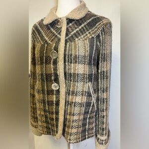 infinitif Paris Plaid Vintage Lush Soft Wool Blend Coat Jacket Made in Paris